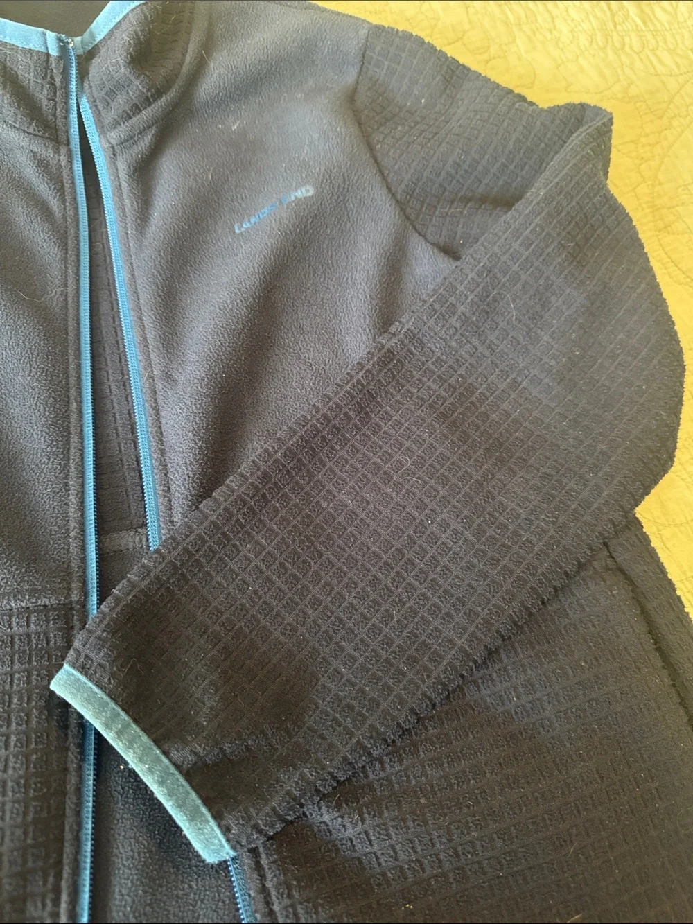Lands' End Kids’ Dark Navy Full-Zip Performance Fleece with Blue Trim
